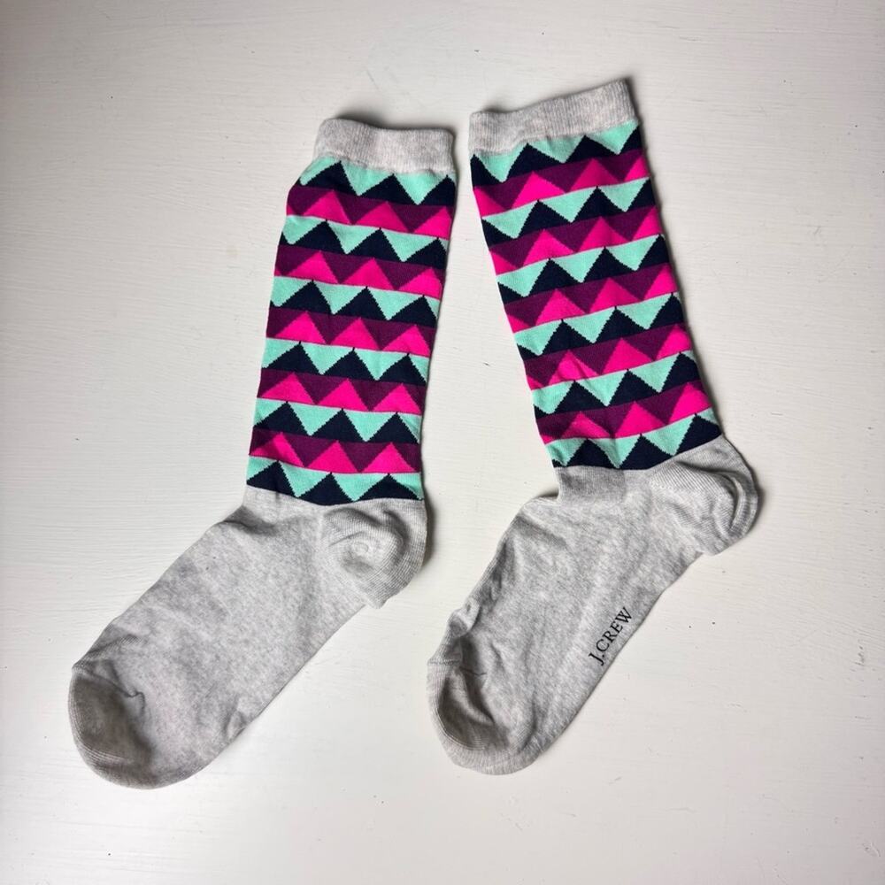 J.Crew Patterned Dressy Casual Crew Style Pink, Blue, Gray Socks - Picture 6 of 7